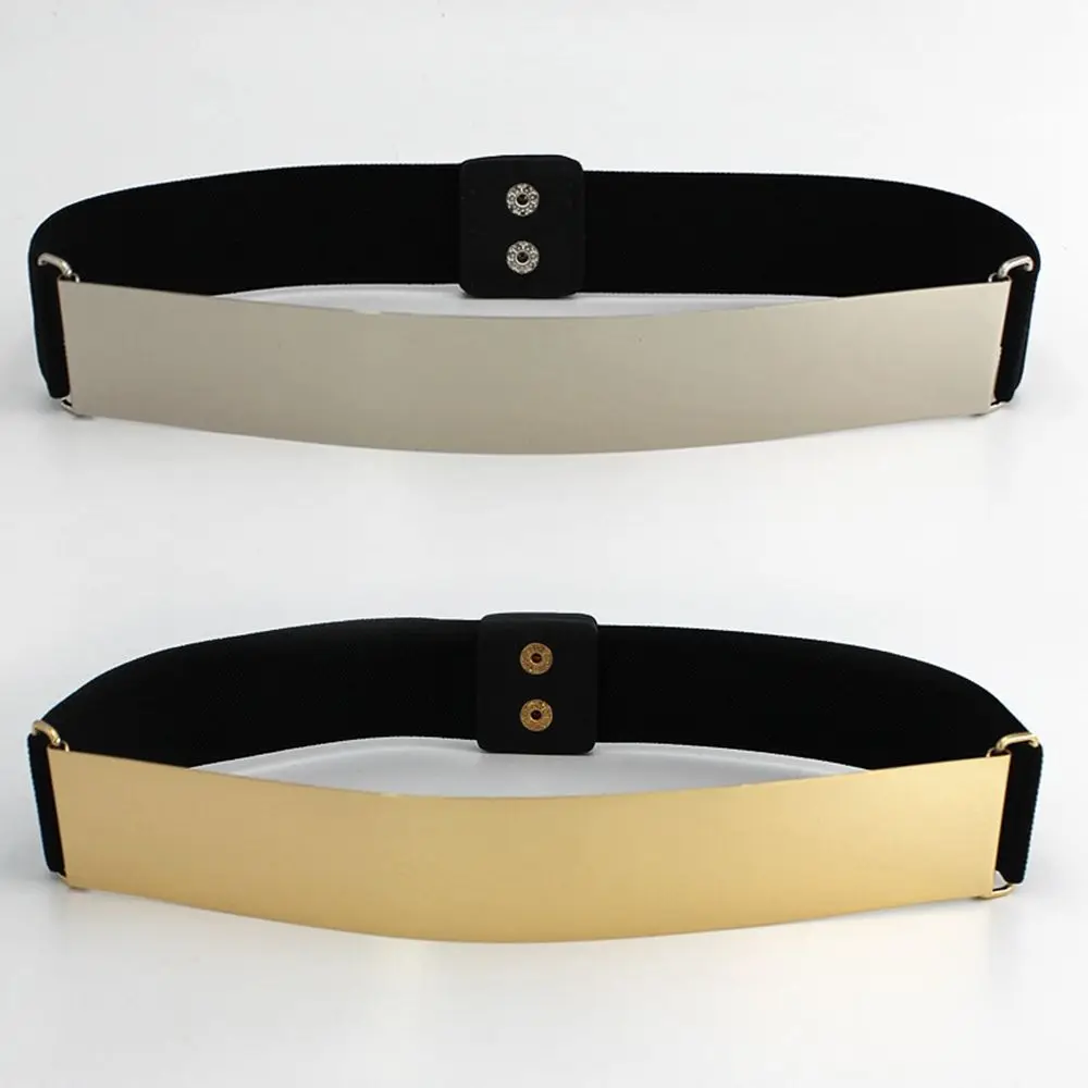 

Elegant Adjustable Waistband Mirror Silver All-match Elastic Cummerbunds Waist Corset Belts Metal Elastic Belt Women Waist Belt