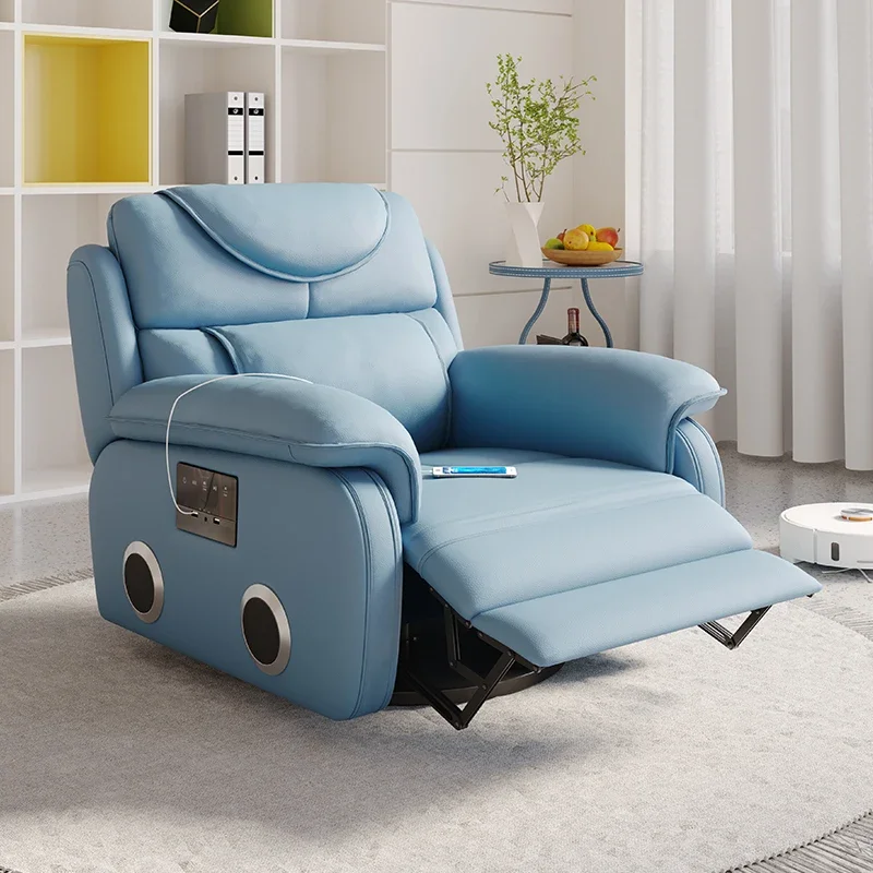 European Modern furniture living room sofa Electric recliner Leather sofa set design with USB and massage + storage function