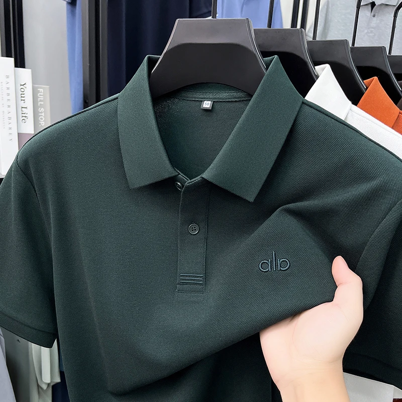 High end brand silk cotton short sleeve polo shirt summer new business men's T-shirt exquisite embroidery design breathable top