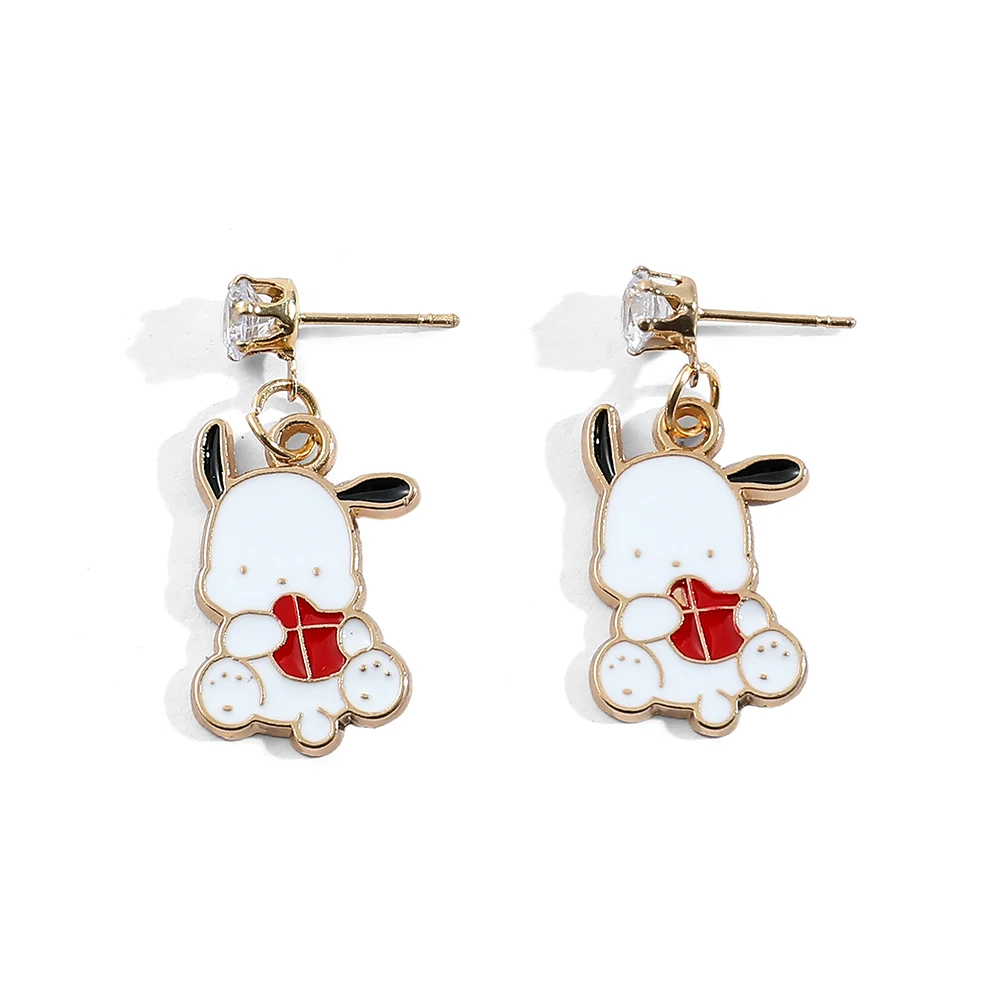 Sanrio Hello Kitty Earrings Stud Women Cute Kuromi Dangle Earrings Girl Cinnamoroll Melody Accessory Kids Xmas Gift