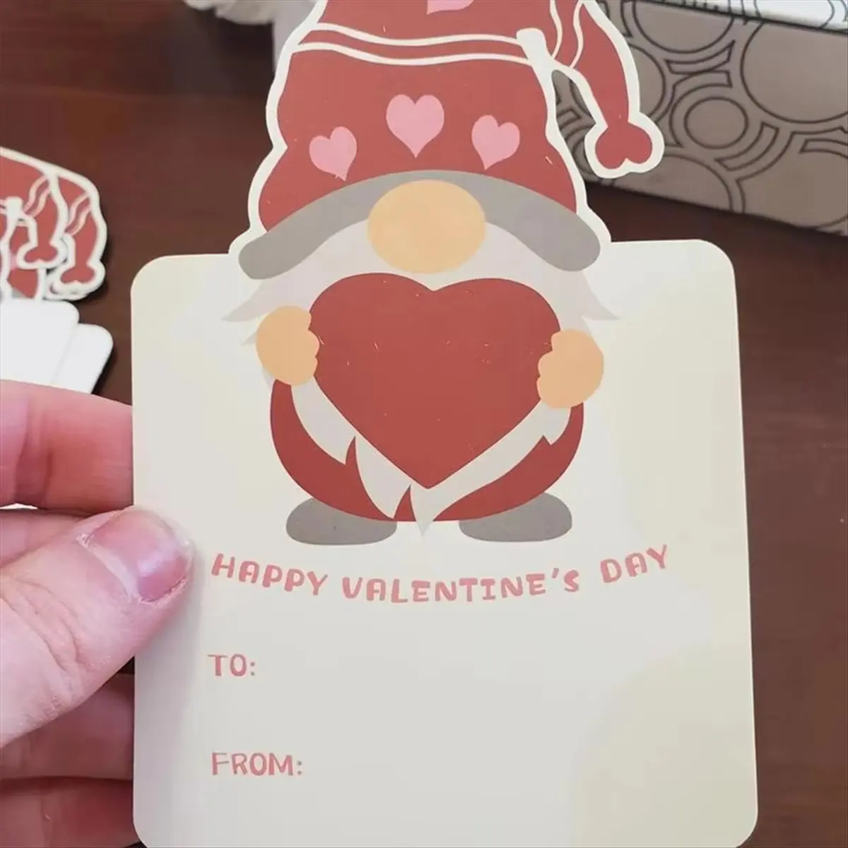 AA83 Gnome Valentines Day Cards 24X Valentine Exchange Card with Heart Erasers Valentine Day Greeting Cards for Children