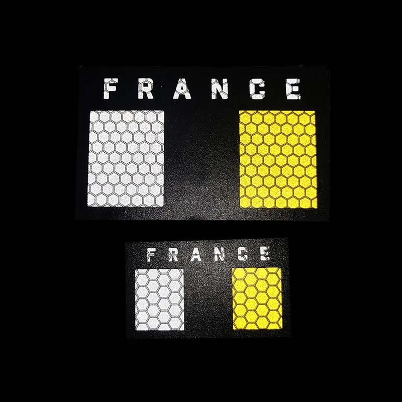 Frankreich Flagge Patch Kleidung Applikation Stickerei Moral Emblem, IR Reflektierende Patches Militär Armband Aufkleber Taktische Abzeichen – Detail 2