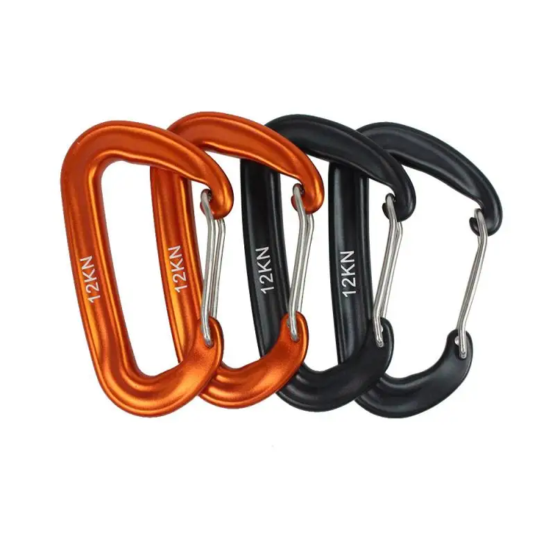 1PCS Durable 12KN D Carabiner Key Aluminum Wire Gate Spring Clip Locking Backpack Hammock Camping Hiking Climbing Equipment