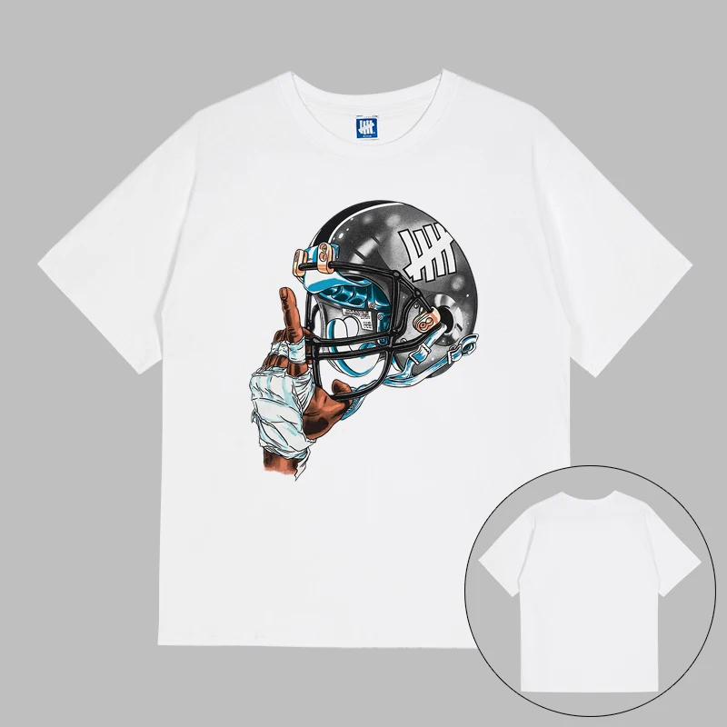 تي شيرت فاخر بأكمام قصيرة للرجال ماركة عصرية مهزوم غير مهزوم خمسة أشرطة من القطن الخالص ملابس فضفاضة برقبة مستديرة للزوجين