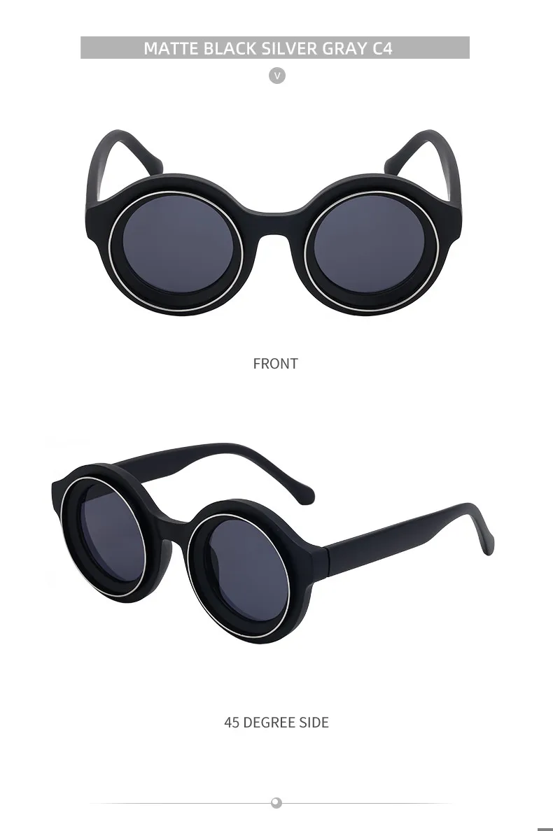 Punk runde Sonnenbrille Männer Luxusmarke Design Steampunk Sonnenbrille für männliche Sommer neue Mode kleine Rahmen Sonnenbrillen Brillen – Detail 15