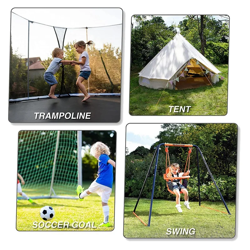 Trampoline Stakes Heavy Duty Trampoline Parts, Corkscrew Shape Steel Stakes Anchor Kit For Trampolines