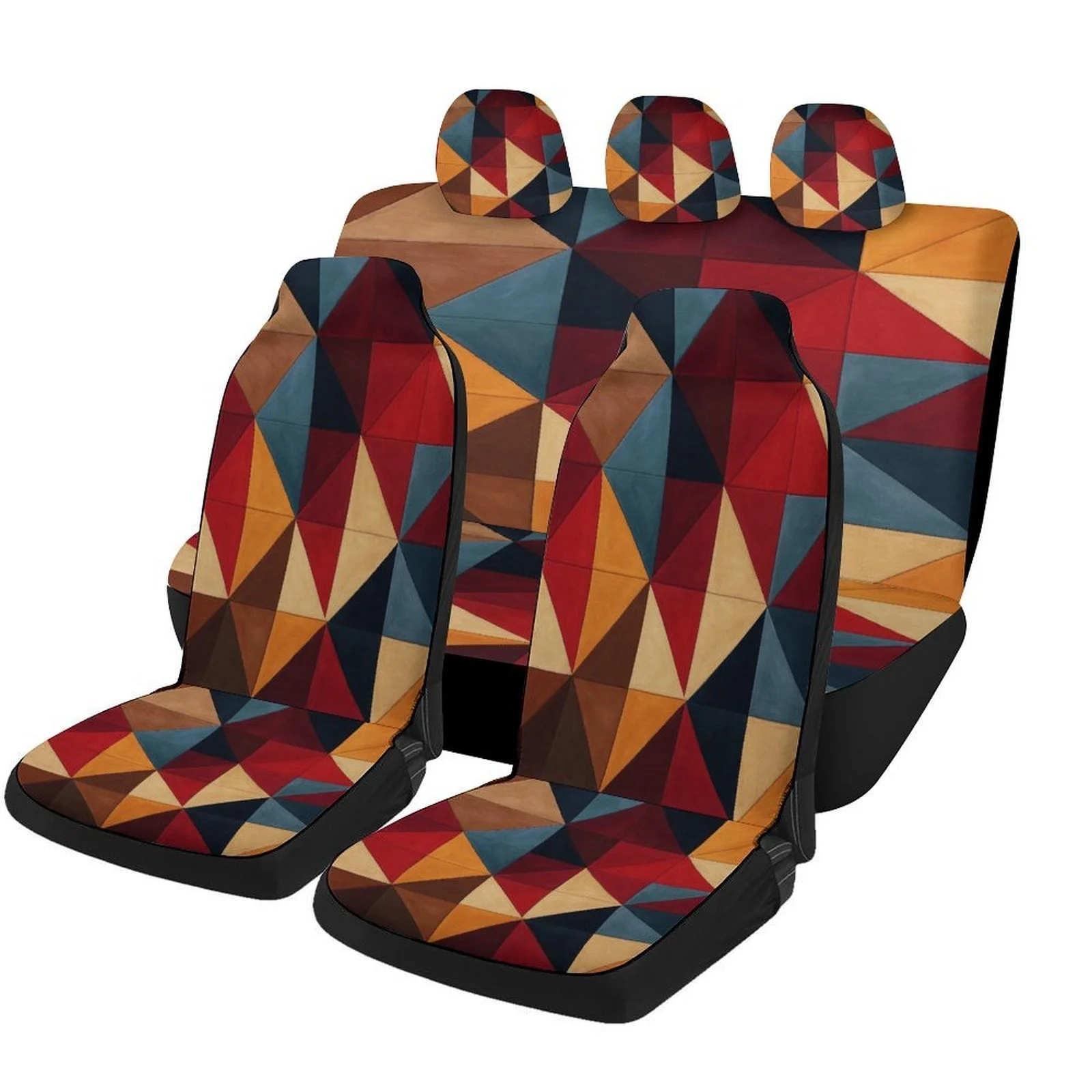 Set Of Car Seat Covers With A Geometric Color Theme Suitable For Most Vehicles, Stylish And Comfortable Decorative Protectors Fo