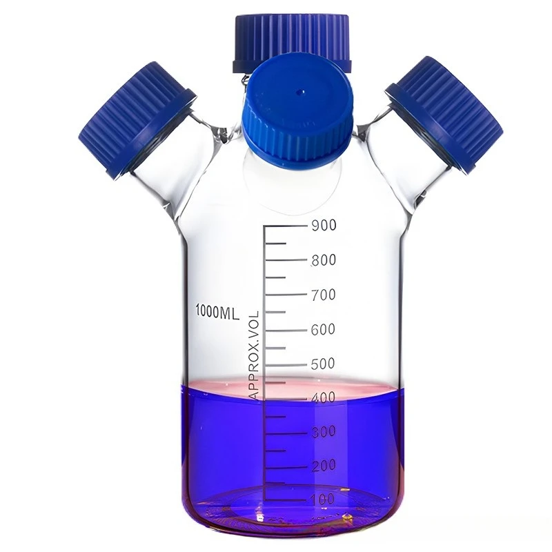 2‑3‑4 Port Screw‑Cap Chromatography Solvent Bottle Threaded‑Joint Glass Vessel for Chemistry‑Lab Mobile‑Phase Containment