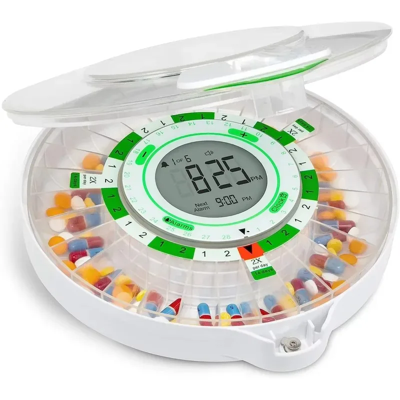 Household smart electronic pill storage box with Bluetooth and alarm reminder 28 grid automatic drug dispenser