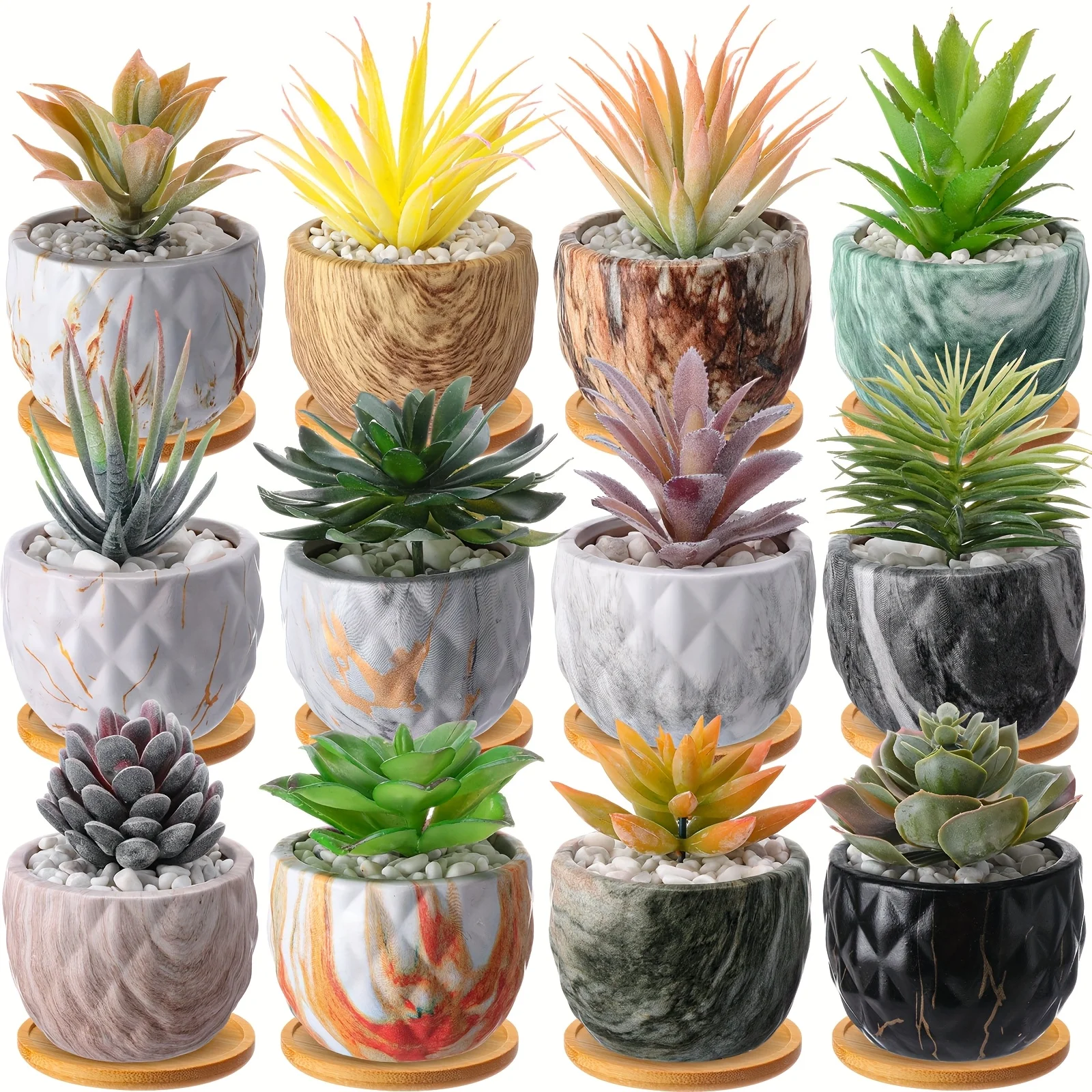 

Set of 12 Marbled Ceramic Flower Pots, Each 3.35 Inches in Size, Ideal for Succulents, Small Plants, Cacti, And Herbs. These Ceramic Planters Feature Drainage Holes And Have a Easy, Round Matte Design. gardening gift home decor