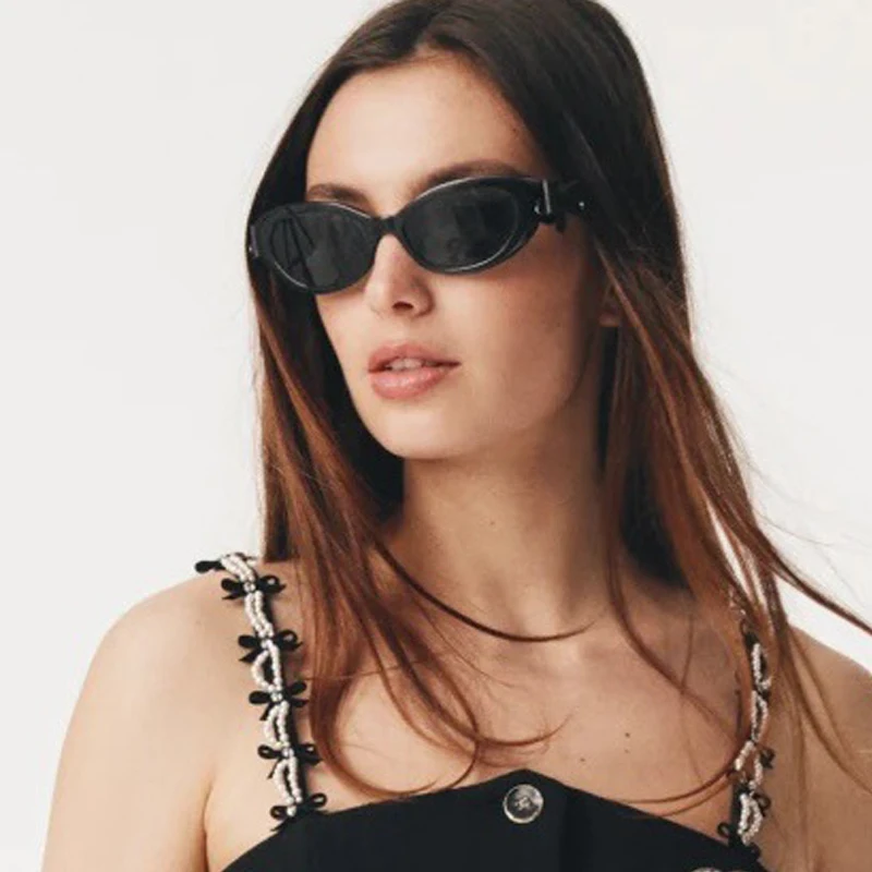 Mode Kleine Cat Eye Sonnenbrille Schöne Frauen Schwarz Bogen Dekoration Party Reise Strand Ins Beliebte Sonnenschutz Damen Sonnenbrille