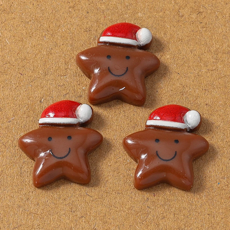 10pcs Cute Christmas Santa Claus Elk Snowflake Flatback Cabochon Scrapbook for Jewelry Making DIY Hairpin Brooch Accessories