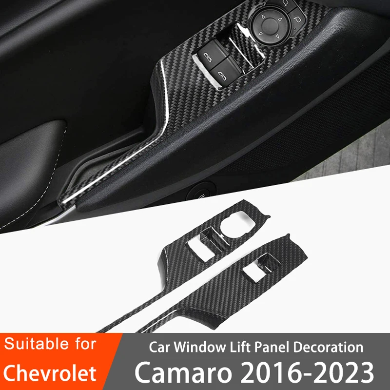 

Car Window Lift Panel Interior Modification Sticker Carbon Fiber Decoration For Chevrolet Camaro 2016 2017 2018 2019 2020 2021 2