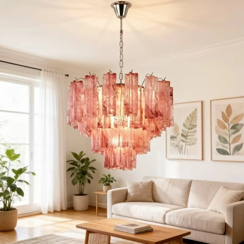 Cloud Red Clear White Glass Tube French Led E14 Chandelier Villa Bar Hanging Lamp Suspension Luminaire For Dinning Room Lighting