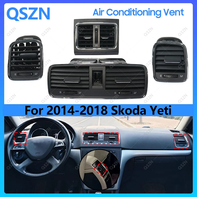 For 2014-2018 Skoda Yeti Car Air Vent Outlet Air-conditioning Fresh Air Outlet Vent Center Grille Interior Accessories