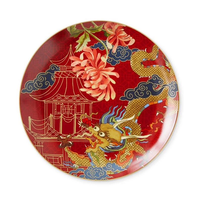 Chines Style Luxury High-grade Ceramic Dragon and Phoenix Plate Fruit Plate Home Dish Plate Decorative Plate Dishes Plates Set
