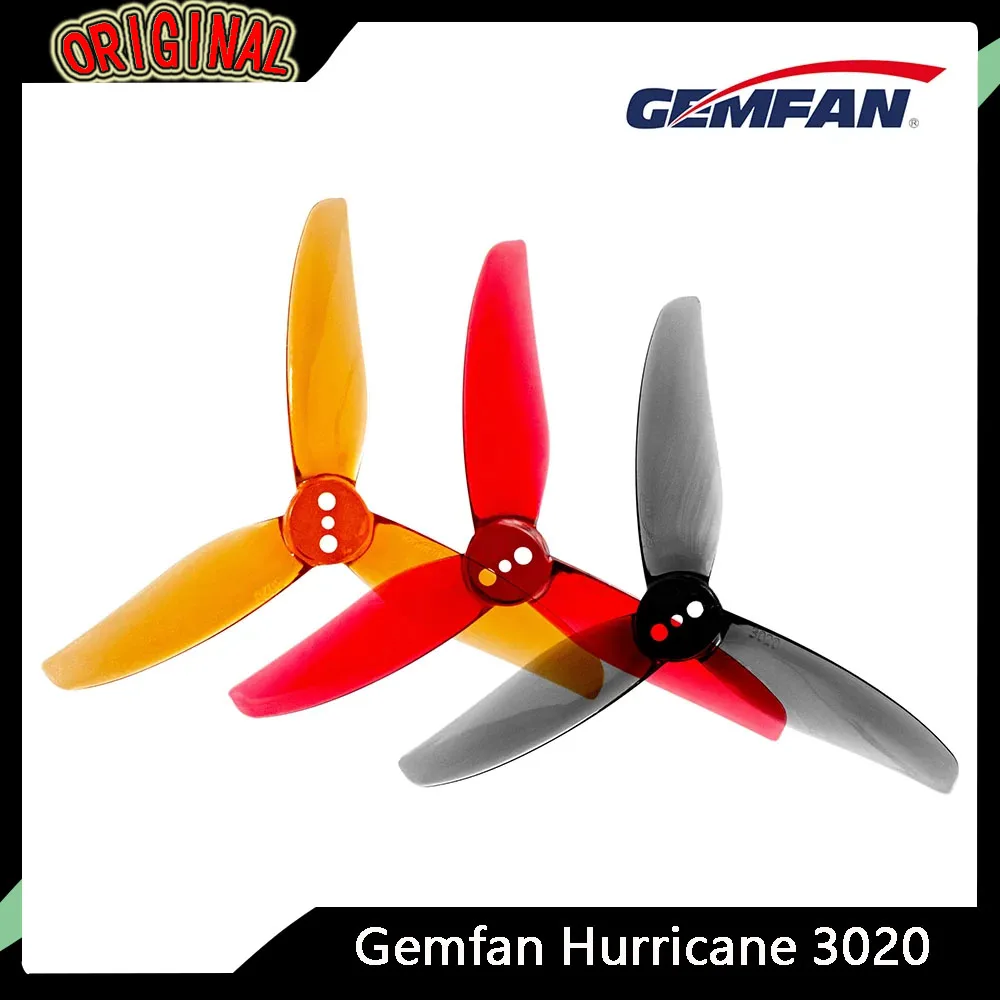 

2 пары Gemfan Hurricane 3020 3-лопастной реквизит для ПК (3 отверстия, 1,5/2 мм) — для 3-дюймовых гонок FPV/зубочисток для фристайла/канальных дронов Chinewhoop