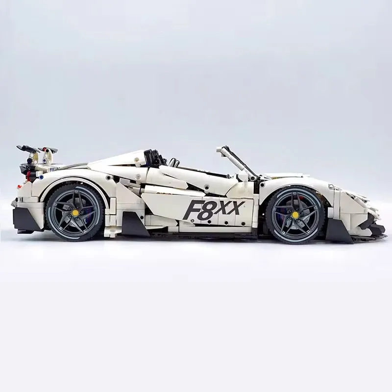 MOC-JD018 1:8 Technical White Racing Speed Sports Car F8 Building Blocks Bricks Educational Puzzle Toy Christmas Gifts For Kids