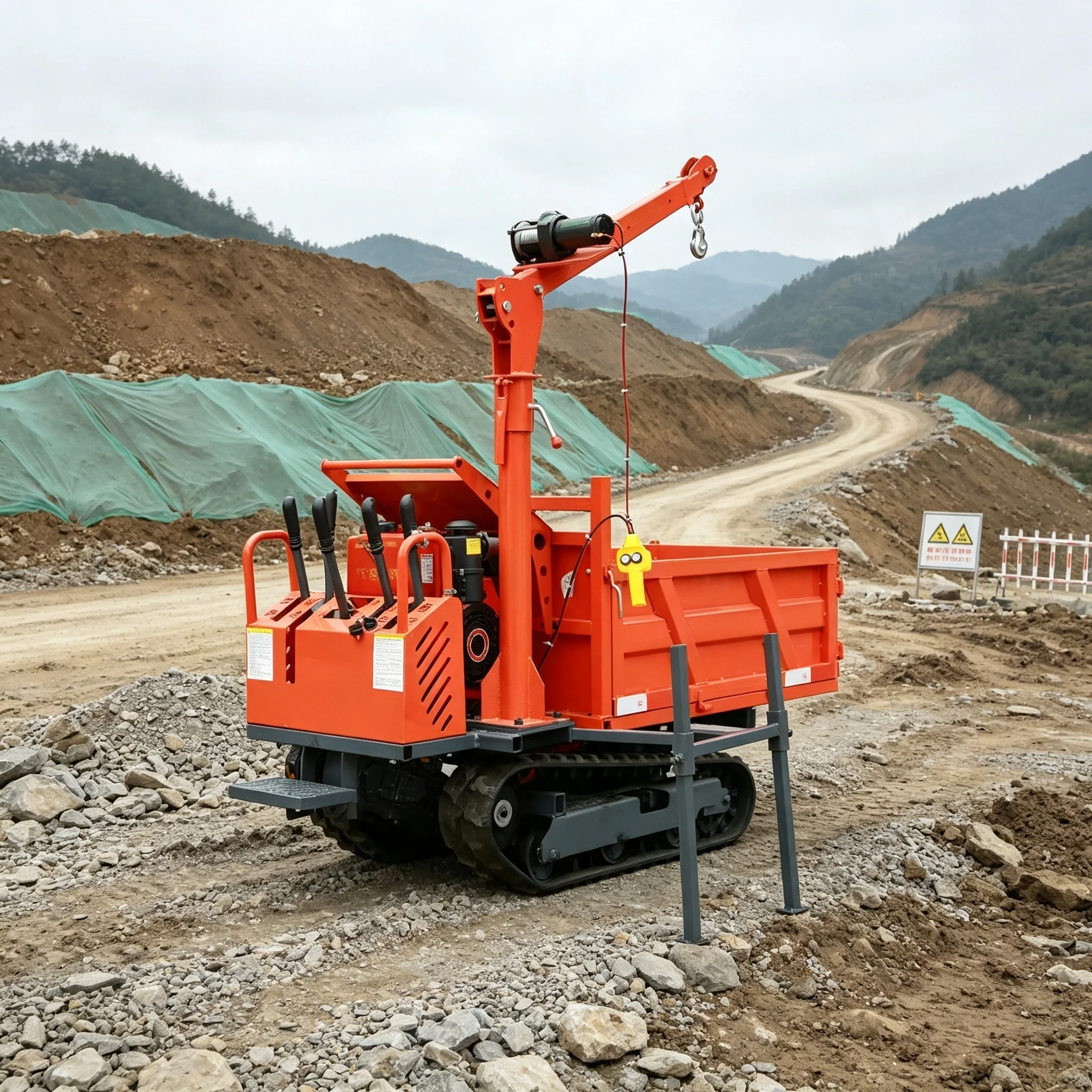 Hand Push Tracked Dumper Type Small Sturdy Structure Easy Operation Engine Pump Equipped High Load Moment for City