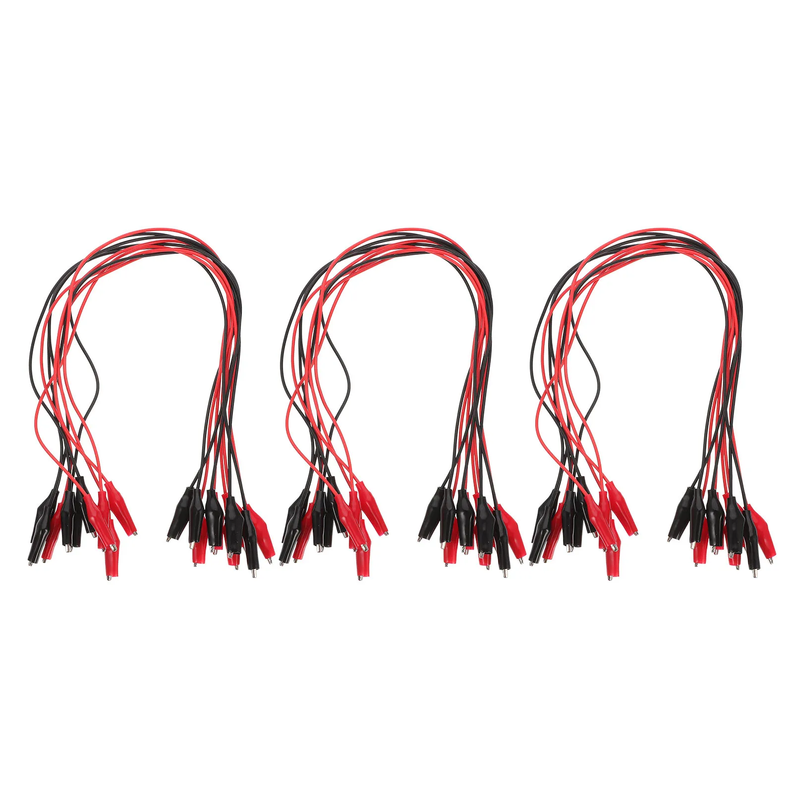 

30pcs Crocodile Clamp Wire Red Black Jumper Cable Test Line Connection Electrical Wires Insulated Leads Hands Free