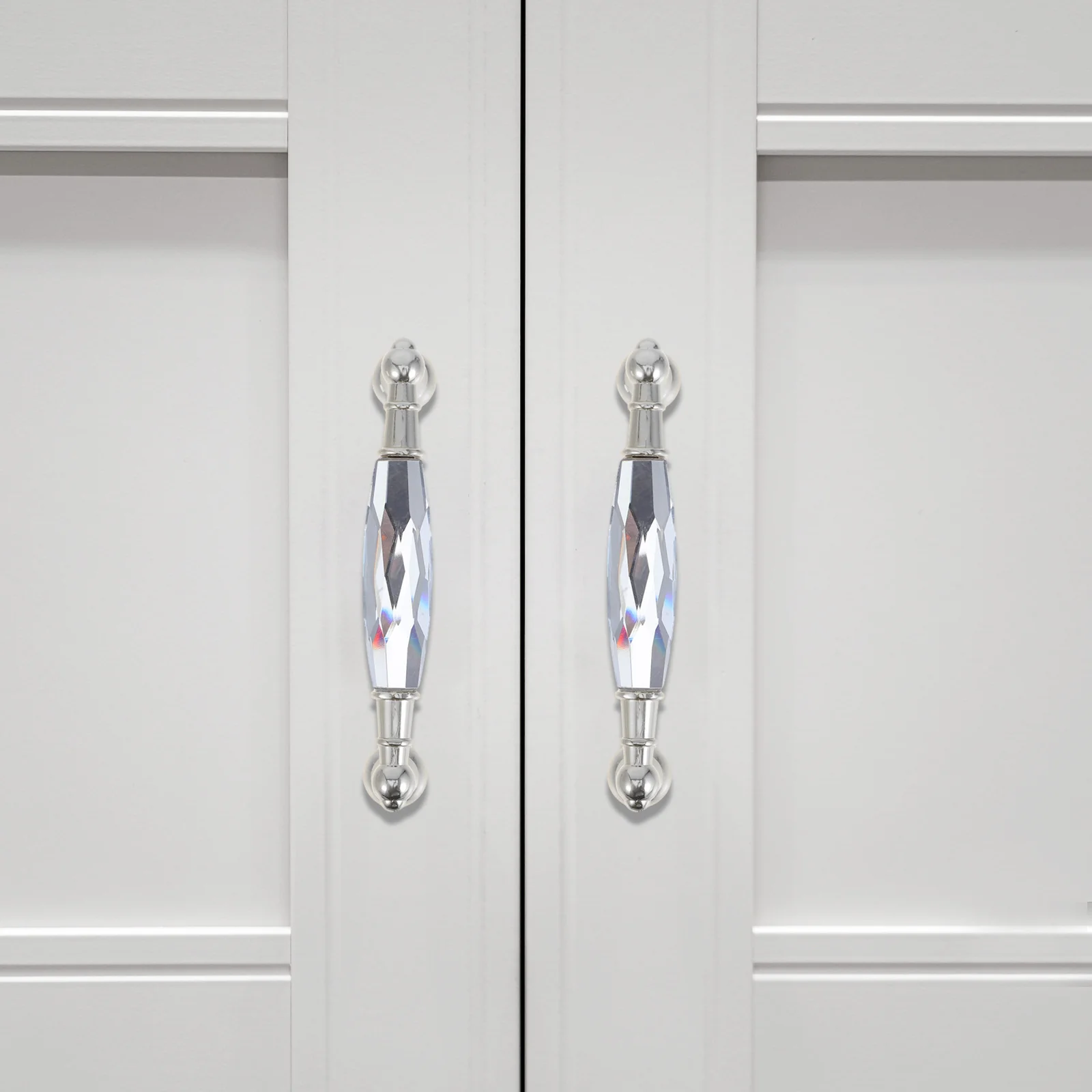 

2Pcs Glass Dresser Knobs Clear Crystal Cabinet Handles Smooth Function Long Pulls for Wardrobe Cupboard DIY Hardware