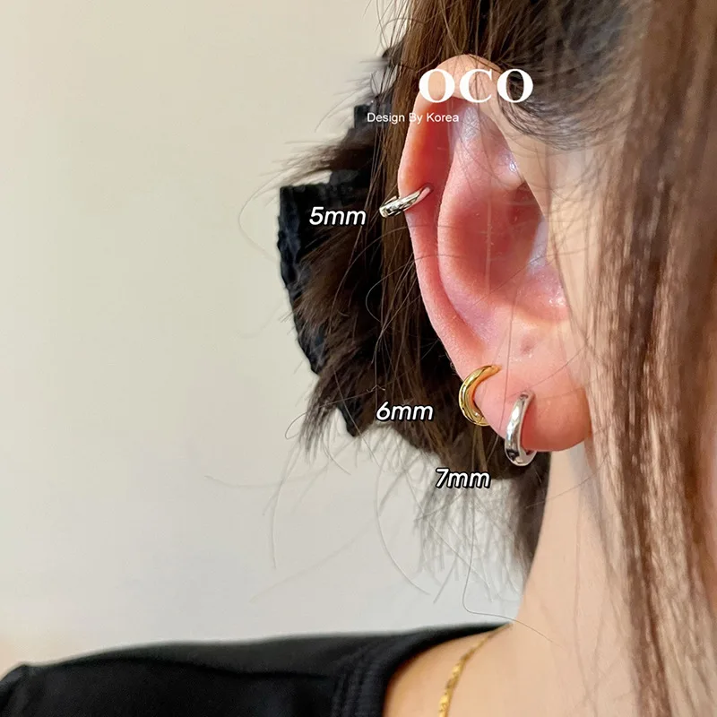 100% ريال 925 فضة الحد الأدنى البوهيمي جولة الأذن مشبك للنساء الشرير للجنسين روك هوب القرط مجوهرات اكسسوارات