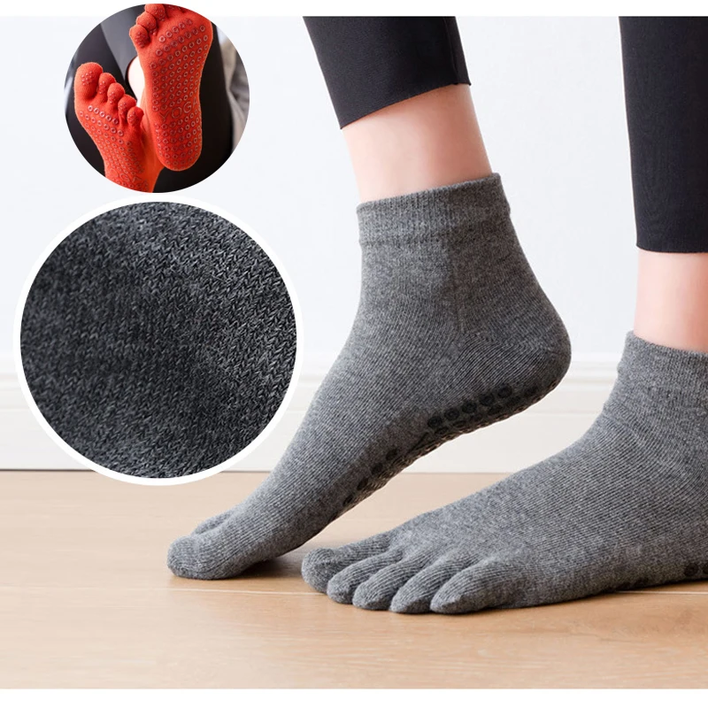 Pilates Socks Women Anti-slip Fingers Socks Breathable Quick-Dry Cotton Dance Fitness Floor Sport Short Yoga Socks with Fingers