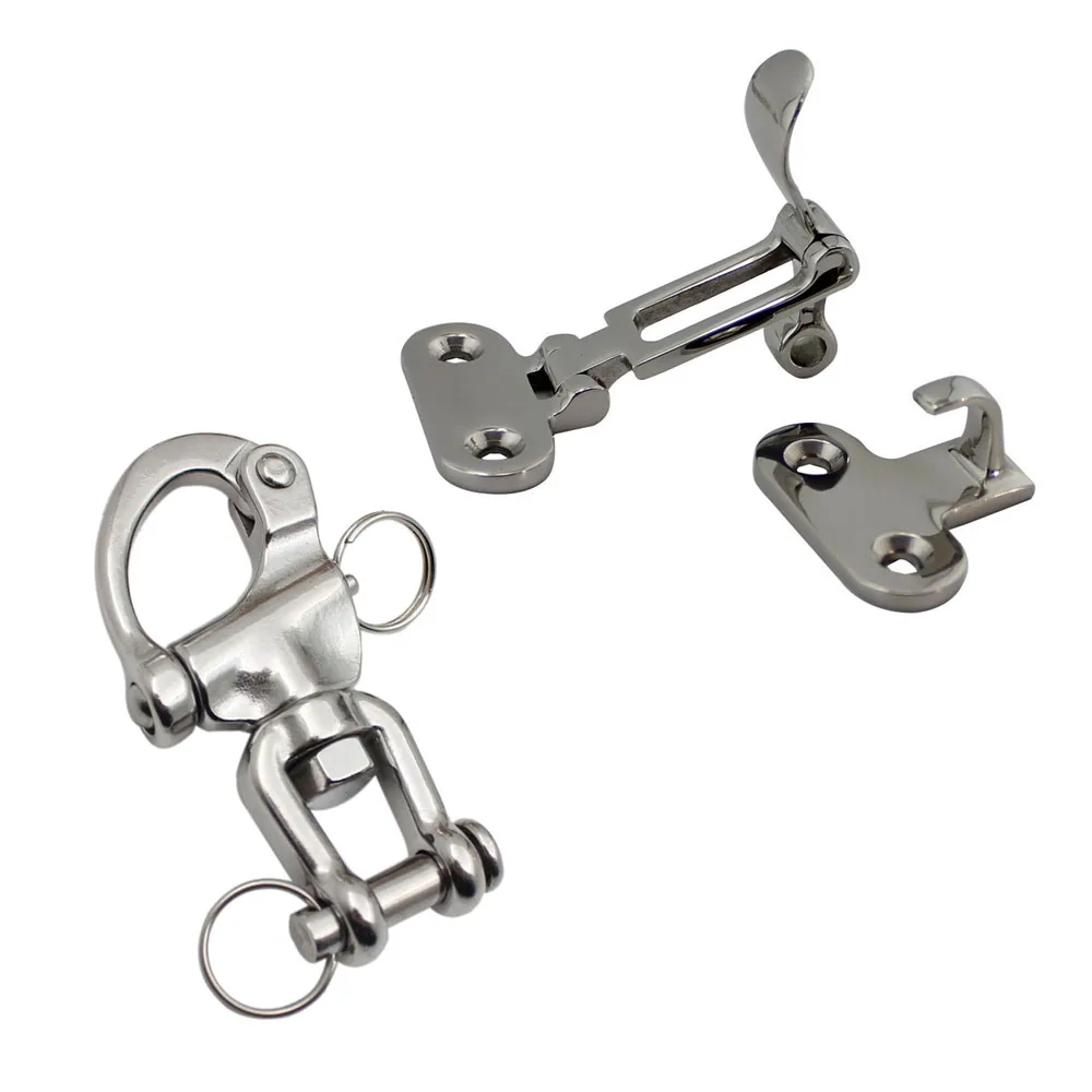 

Stainless Steel Hasp Shore Power Box Lock Ship Machine Equipment Yacht Tool Wooden Case Connecting Buckle Hook Furniture Part