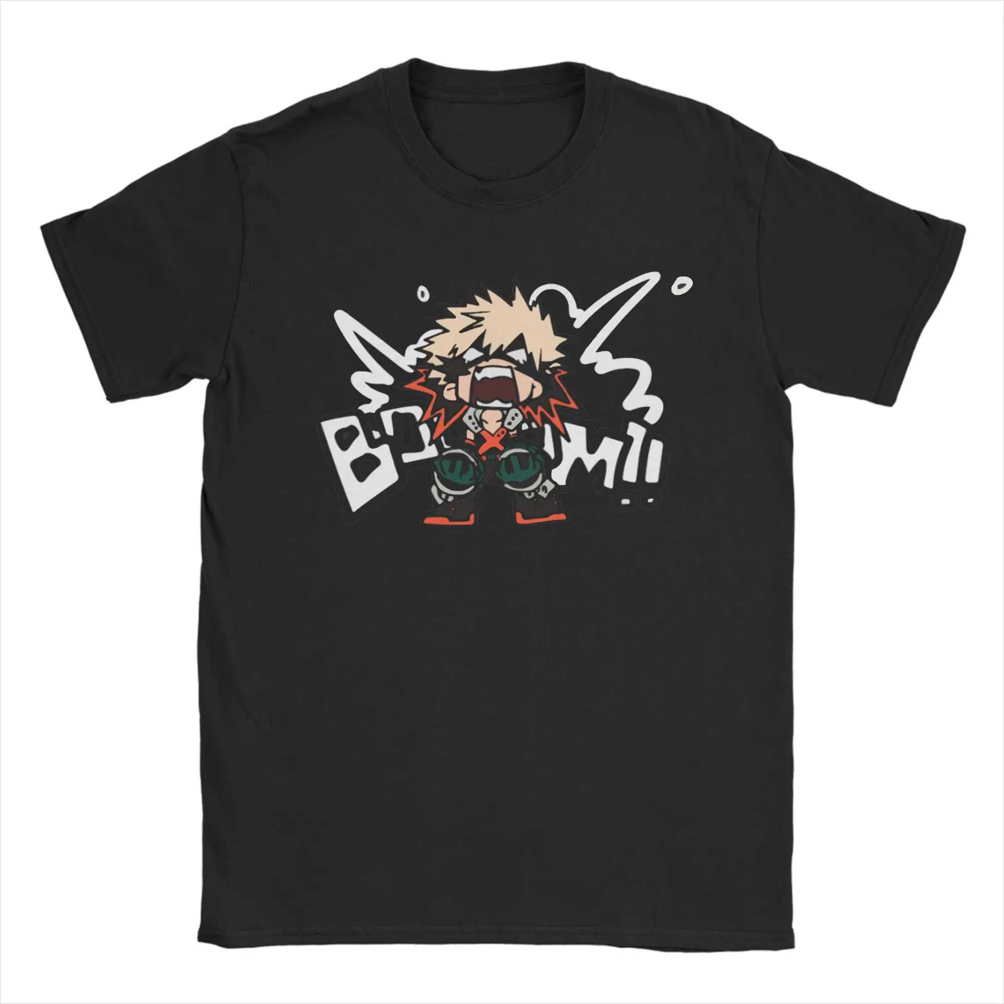 

Vintage My Hero Academia Katsuki Bakugo T-Shirts Men Crewneck Pure Cotton T Shirt Short Sleeve Tees Gift Idea Clothing