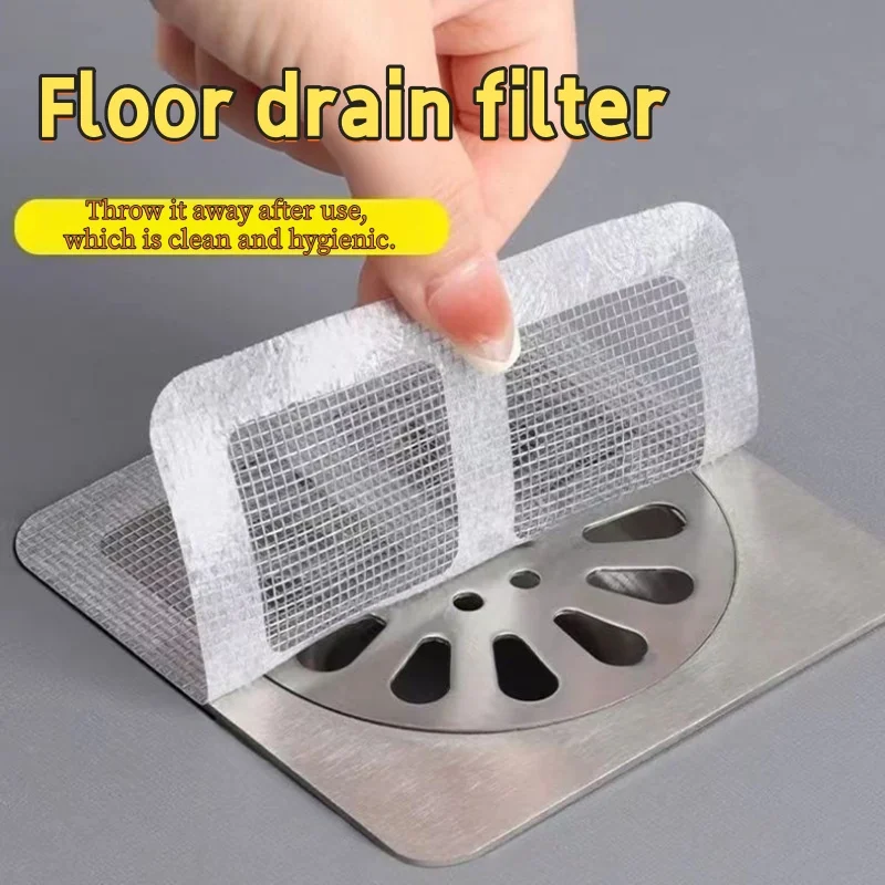 10pcs Disposable shower drain cover hair filter, bathroom, bathtub, laundry sink anti-blocking anti-mosquito floor drain sticker