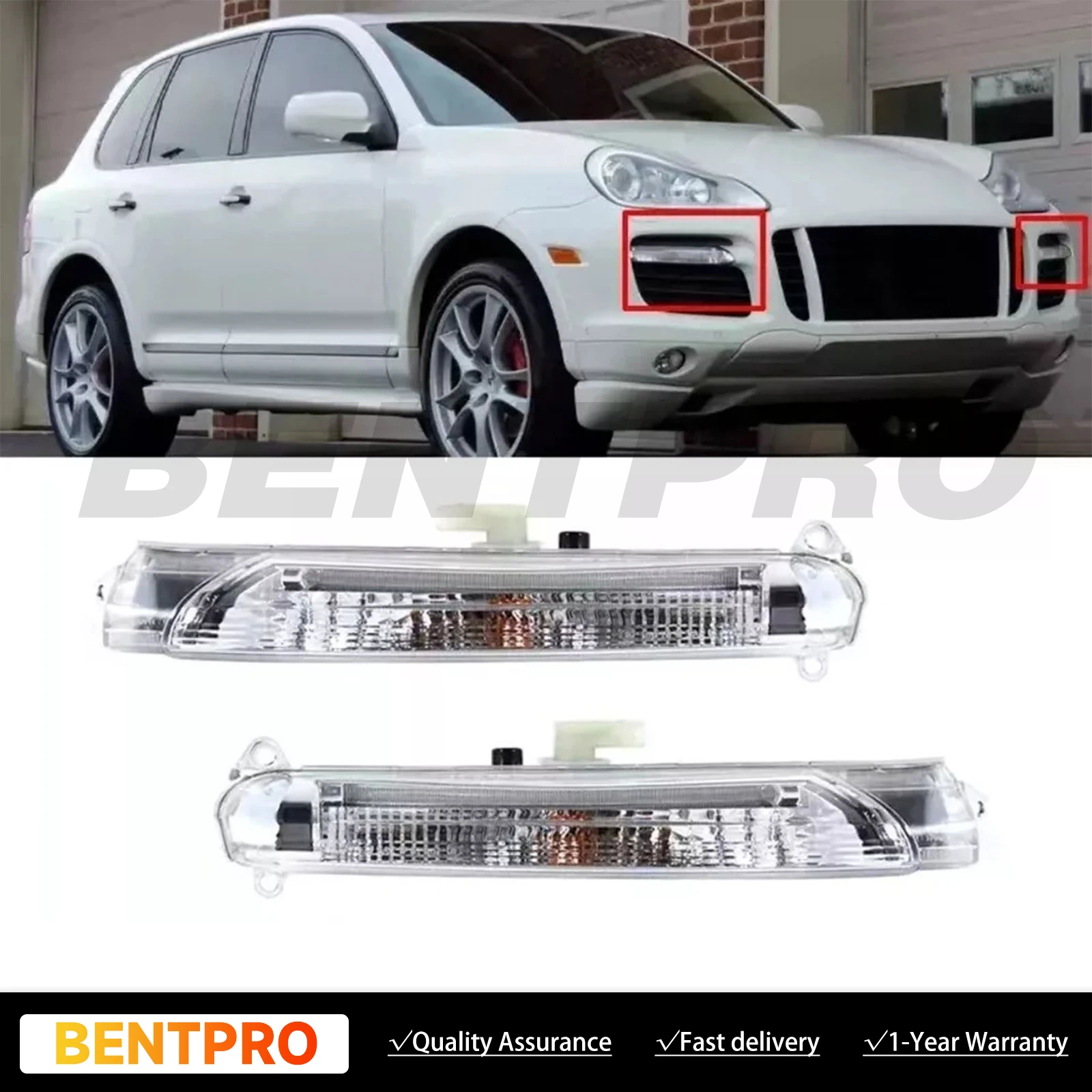 Front L&R Bumper Daytime Running Light Lamp for Porsche Cayenne 957 2007-2010 95563118502 95563118602