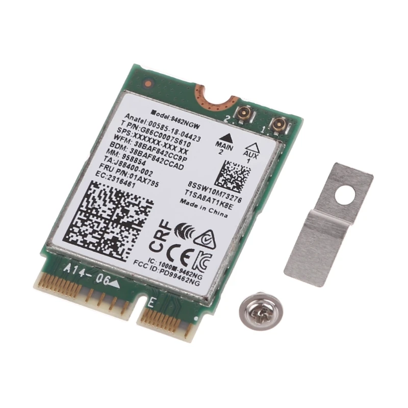 Wireless-AC Dual Band Wifi Card Adapter for Intel 9462NGW CNVI NGFF M.2 Key  with Bluetooth-compatible 5.0 Card