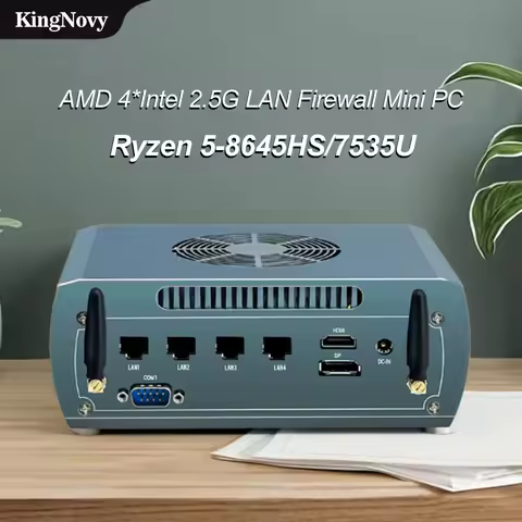 FU04 Mini PC, AMD Ryzen 5 8645HS/7535U, Gaming Computer, 4x Intel 2.5G LAN, 2x DDR5, 2x NVMe, NAS Firewall Industrial, Proxmox