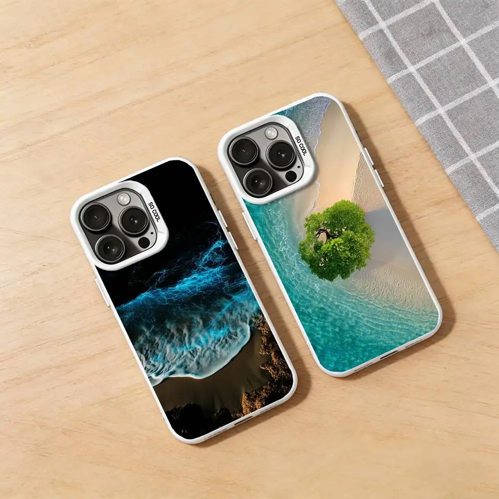 

Glowing Sea Sand Beach Phone Case for iPhone 17 16 Pro Plus 15 14 13 Max Mini 12 11 X XS Air Fashion Bumper