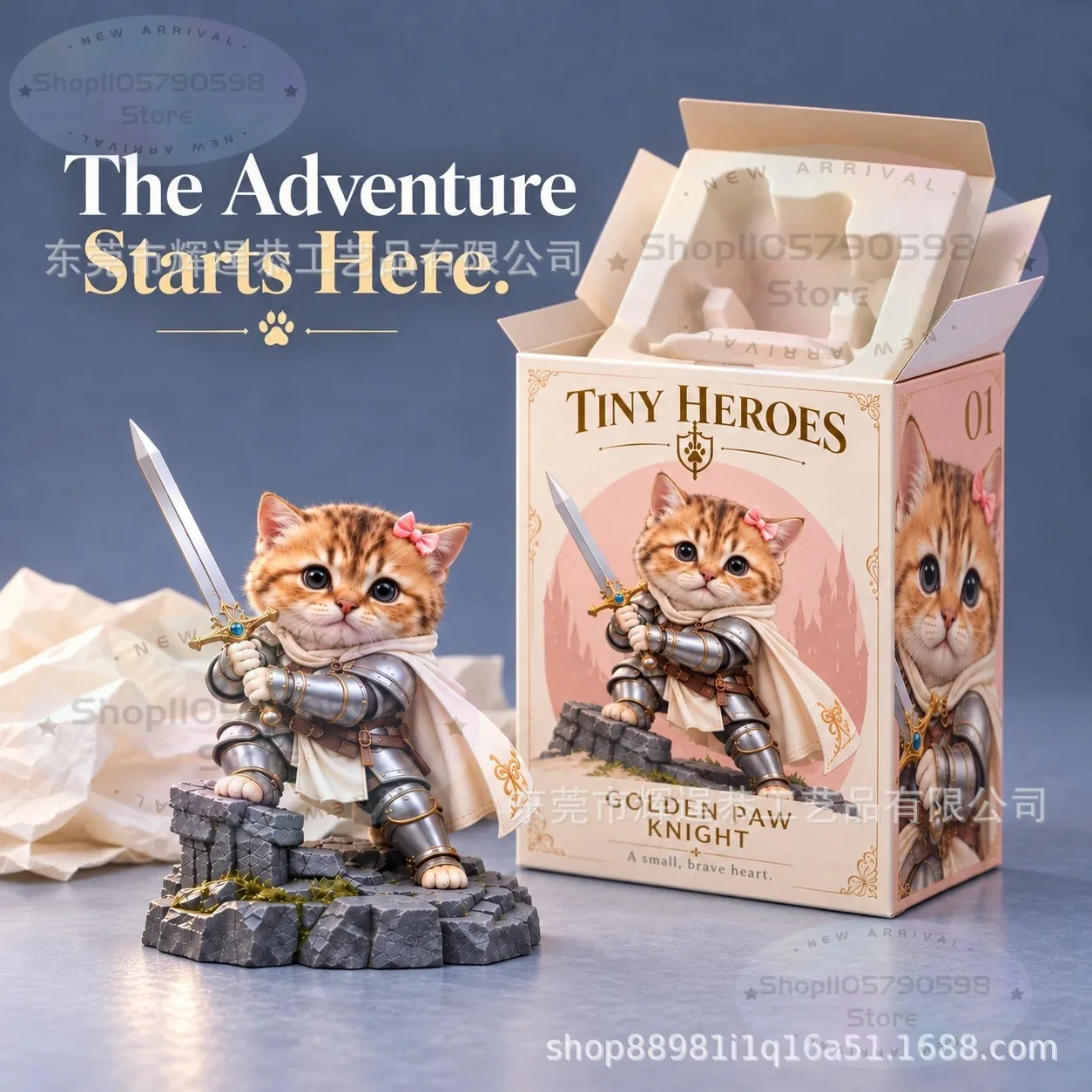 Fantasy Knight Kitten Figurine Cute Armored Cat Warrior Statue With Sword Tiny Hero Animal Figure Desktop Ornament Creative Gift