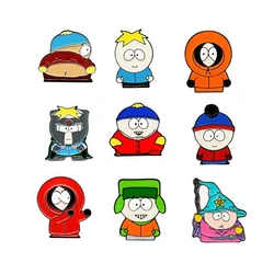 Broche de dibujos animados de South Park, insignia de aleación de 9 estilos, accesorios de decoración, regalo para amigo