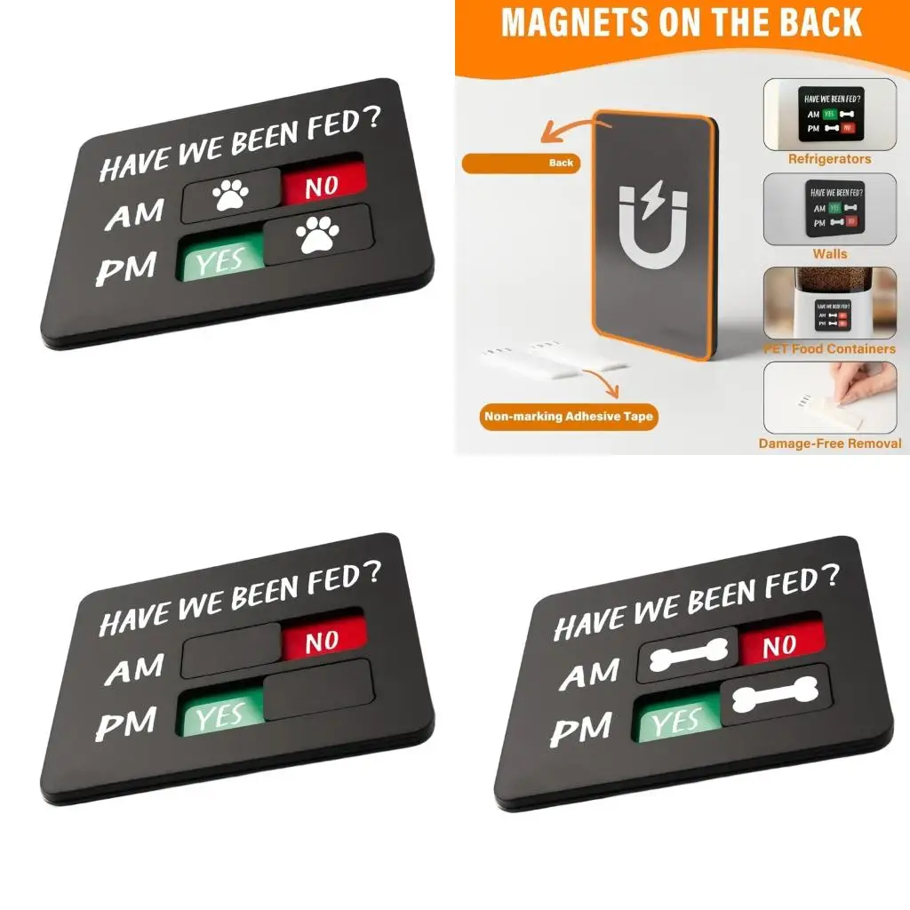  Dog Feeding Reminder Sign with Magnet,Pet Feeding Trackers with Have We Been Feds Acrylic Slider Sign Fridge Magnets
