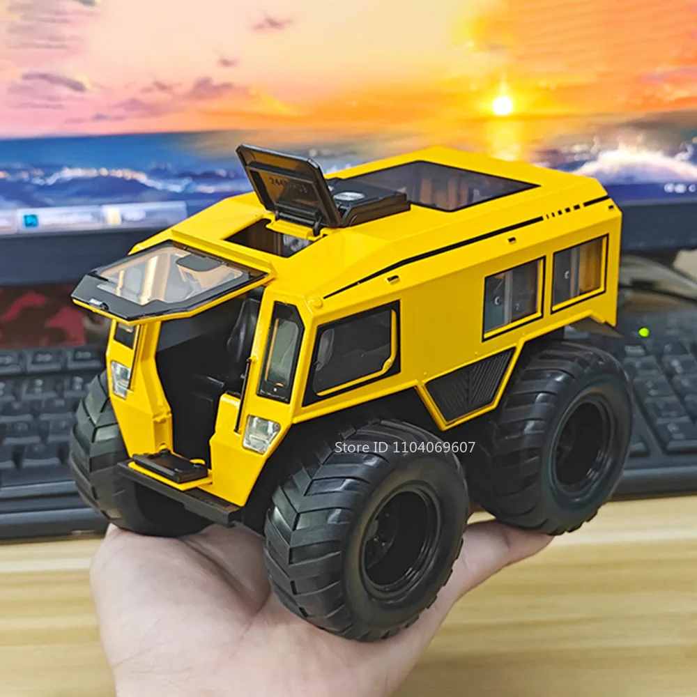 1:24 Scale Sherp All-terrain Car Model Toy Metal Diecast Sound Light Pull Back Shock Absorption Off Road Vehicle Gifts for Kids