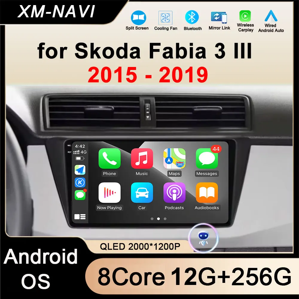 Android 16 for Skoda Fabia 3 III 2015 - 2018 2019 Car Multimedia Player DSPGPS Navigation Screen Wireless Carplay Radio Stereo