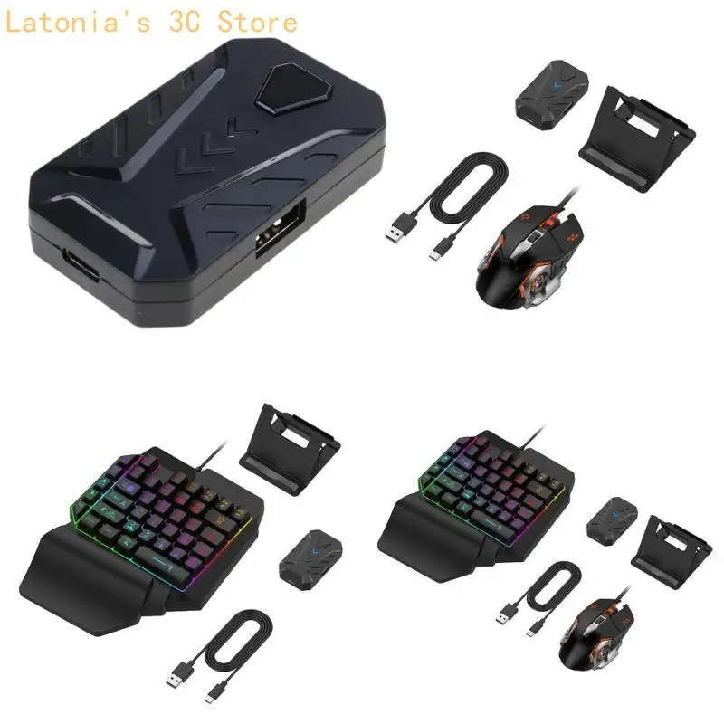 X3UB Half Hand Gaming Keyboard and Mouse Combo Keyboard with Wrist Rest Gaming Mouse Converter for Smartphone