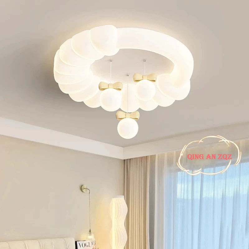 Bubble Cloud Children's Room Ceiling Lights LED Cream Color Bow Cloud Light Modern Warm Baby Room Girl Boy Bedroom Ceiling Lamps