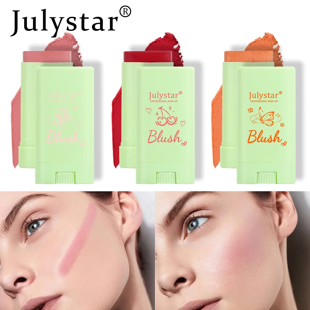 Julystar Face Makeup 3 colori Matte Powder fard Eye Shadow Lip Makeup femminile Cosmetic High Gloss Powder Blusher Repair Stick