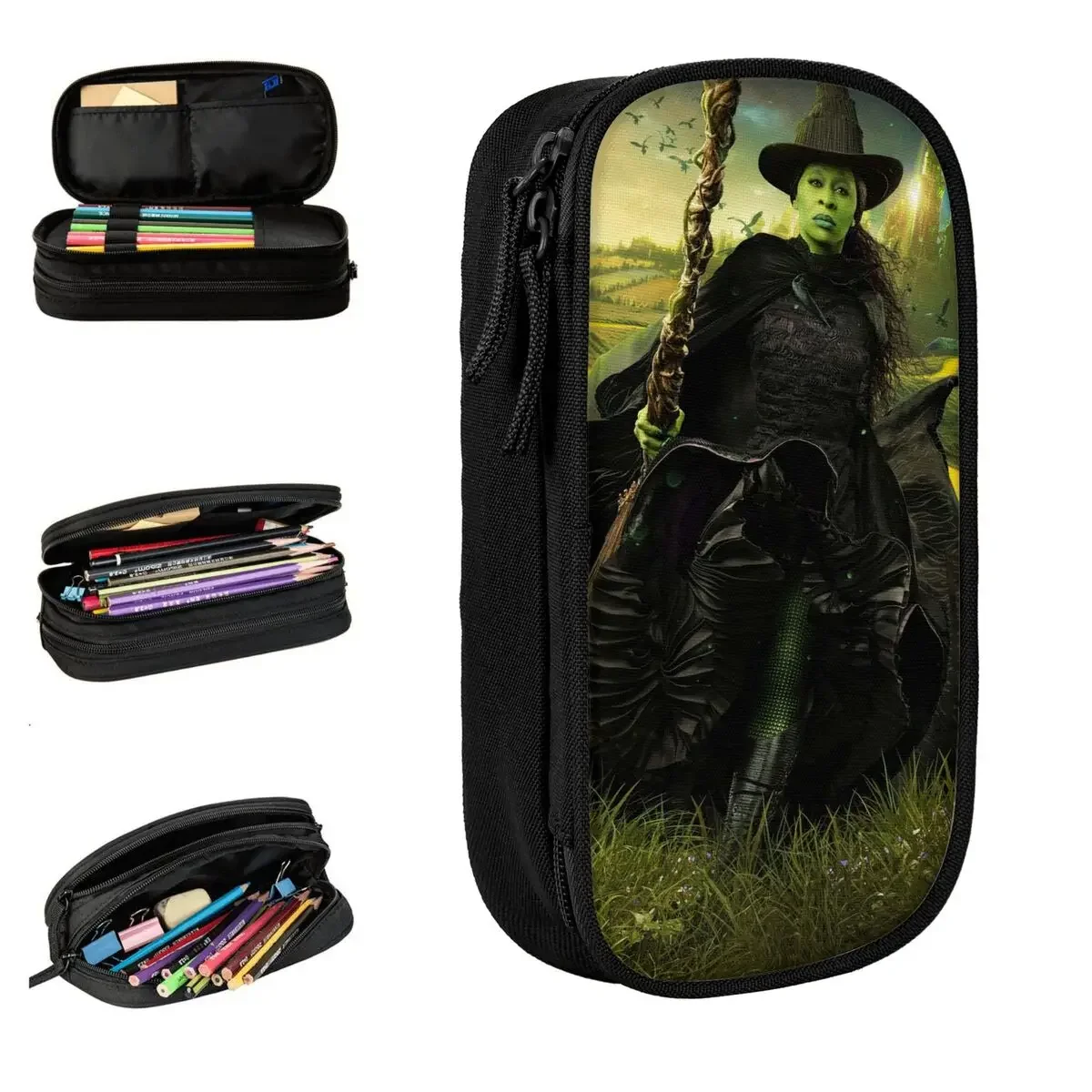 Wicked Elphaba And Glinda Pencil Case Lovely Pen Box Bag Girls Boys Big Capacity Students School Zipper Pencil Pouch