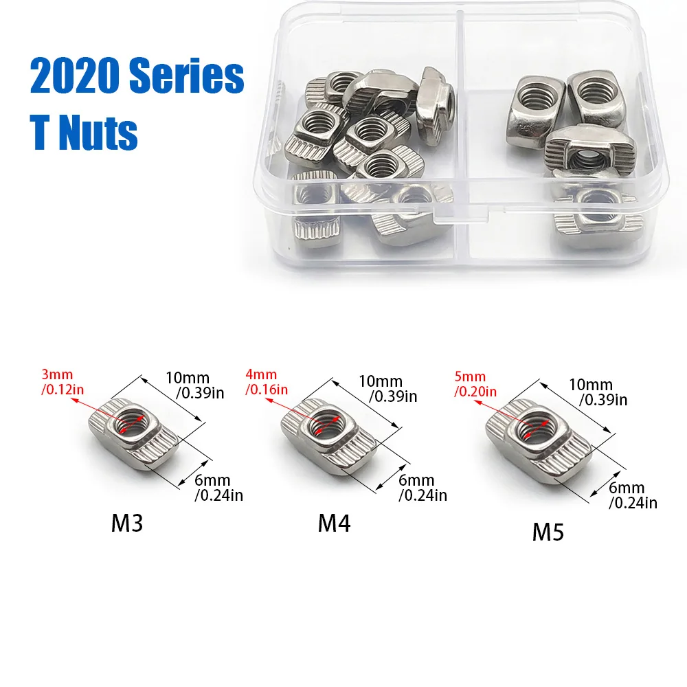 150 pieces of 2020 European Standard Aluminum Profile T-Slot Nuts, M3/M4/M5 sizes, for aluminum alloy frame assembly projects view 3