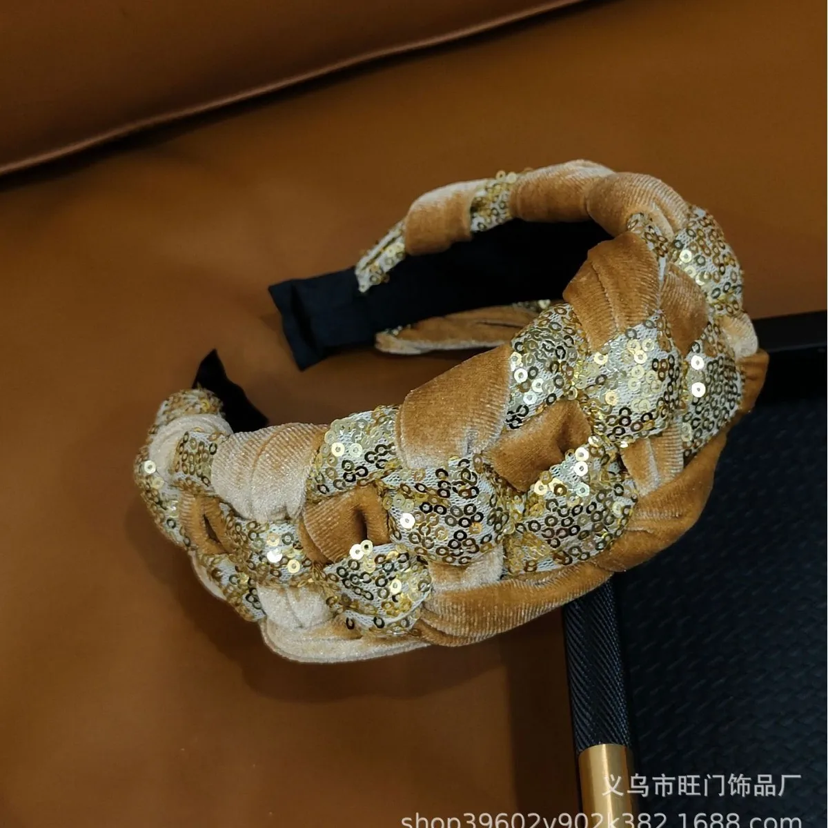 Accessoire pour cheveux, bandeau large tressé, couleur contrastée bicolore rétro, mode européenne et américaine