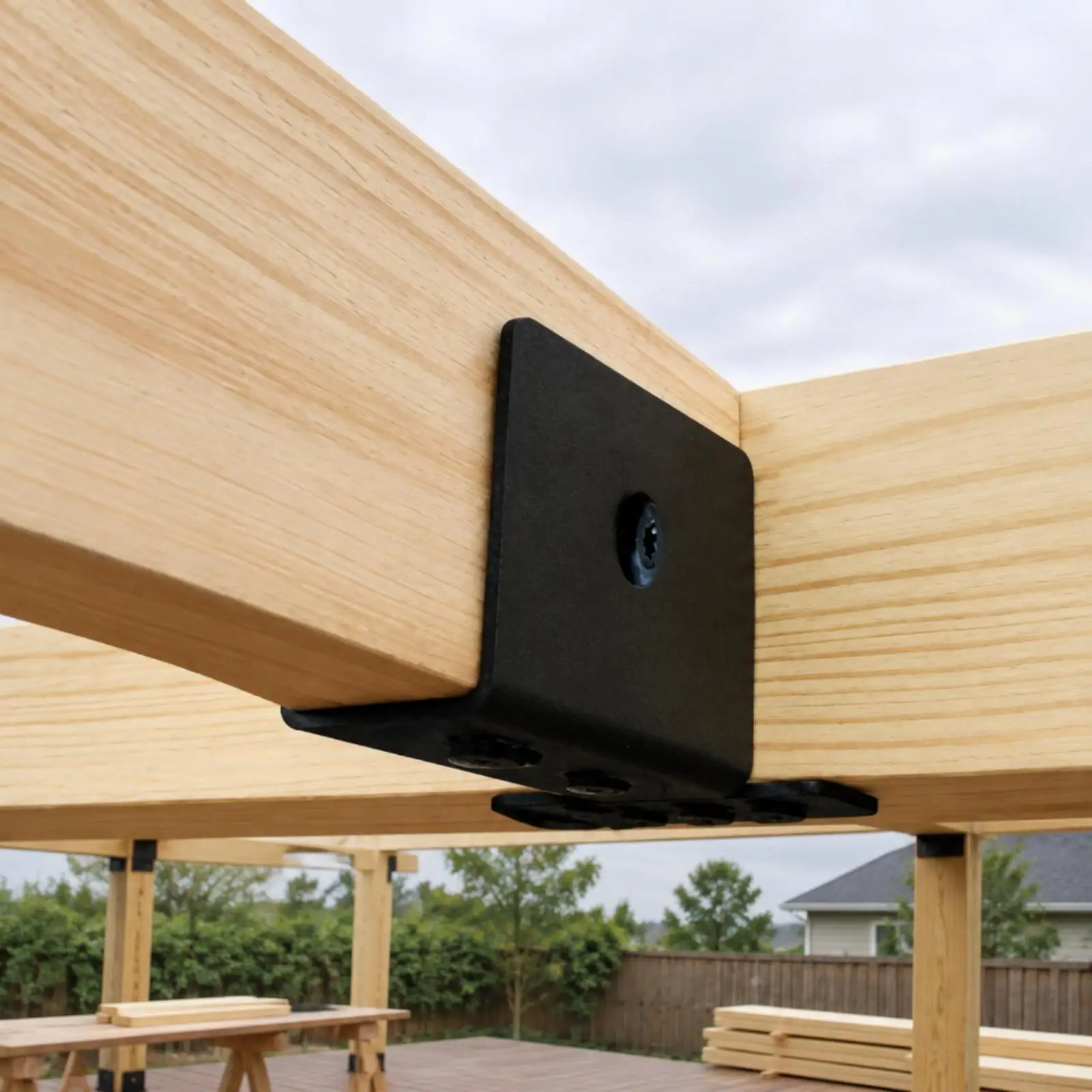 Durable Metal Beam Connector Bracket for Outdoor Pergola Shed Gazebo Upper Support Joint