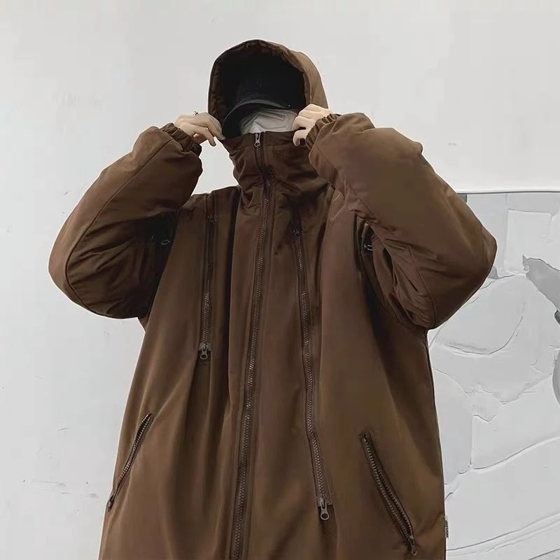 

Men's Winter Thickened Cotton Coat Military Inspired Waterproof Jacket with Hood Urban Streetwear