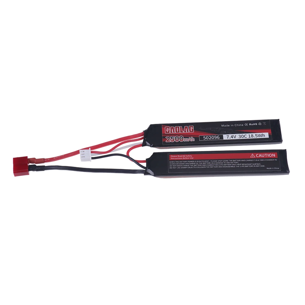 Akumulator Lipo 7,4 V 2500 mAh Dzielone połączenie do pistoletu na wodę 2S Akumulator 7,4 V do mini pistoletu pneumatycznego Airsoft BB Części do