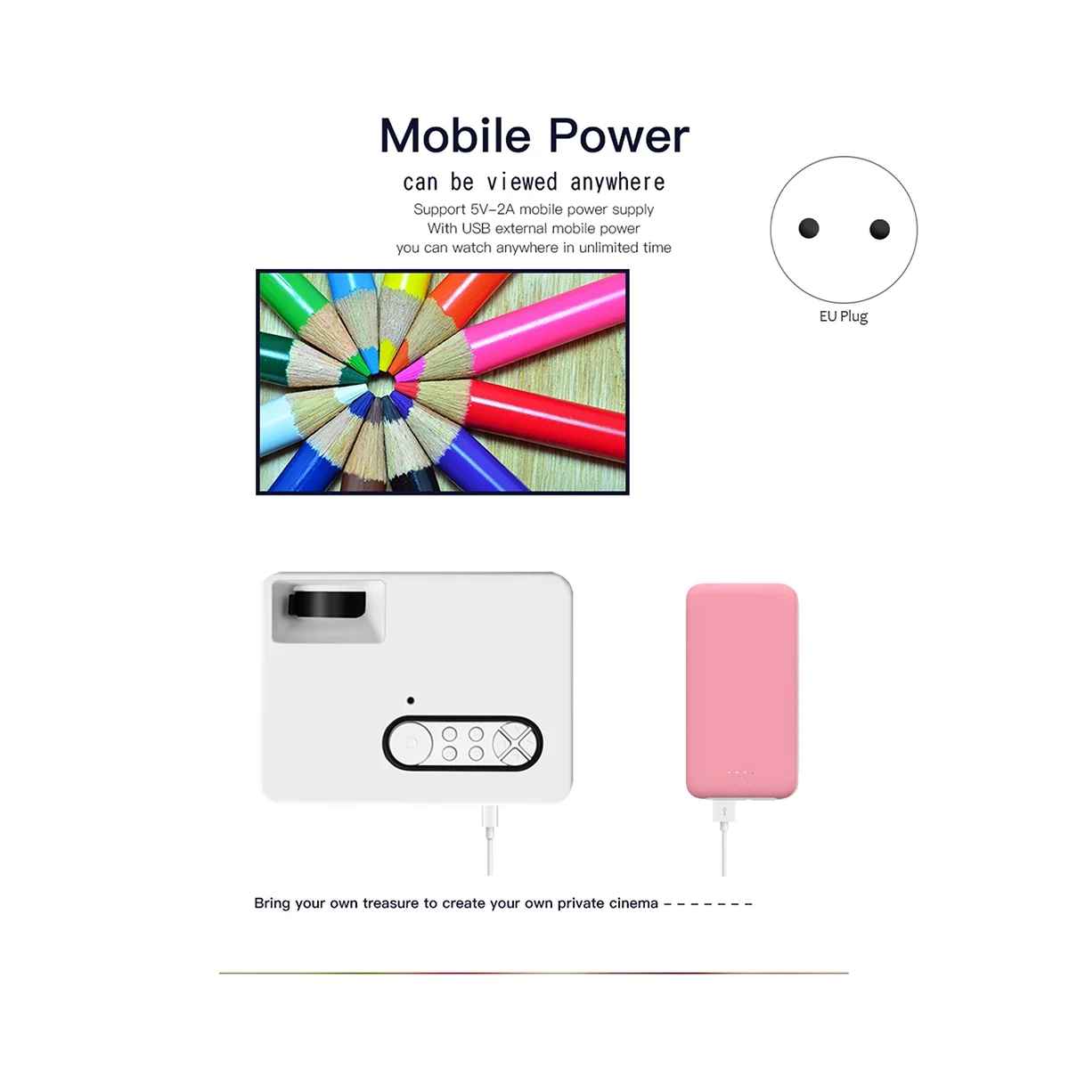 Projector 1080P Mini LED Portable WIFI Full HD Android Correction for Home Theater Portable Mini Projector(A)EU Plug