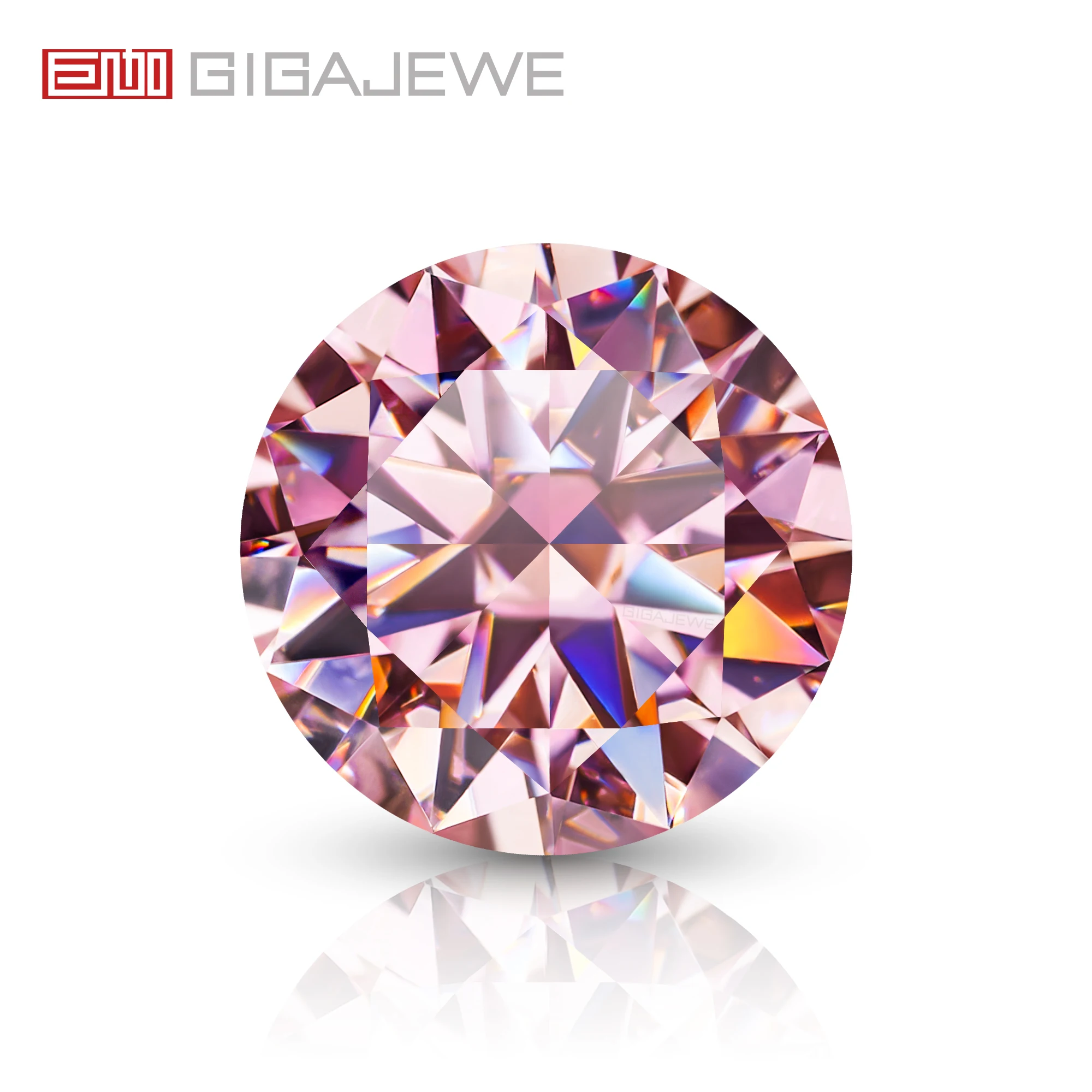 GIGAJEWE Moissanite Sakura Pink Color Round Cut FL-VVS1 PFL-remium Gems Loose Diamond Test Passed Gemstone For Jewelry Making